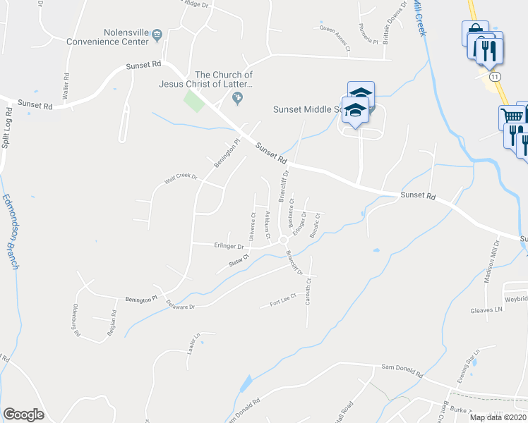 map of restaurants, bars, coffee shops, grocery stores, and more near 1929 Ashburn Court in Nolensville