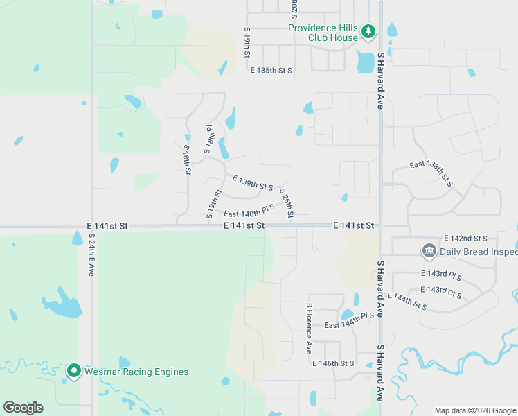 map of restaurants, bars, coffee shops, grocery stores, and more near 2384 East 140th Place South in Bixby