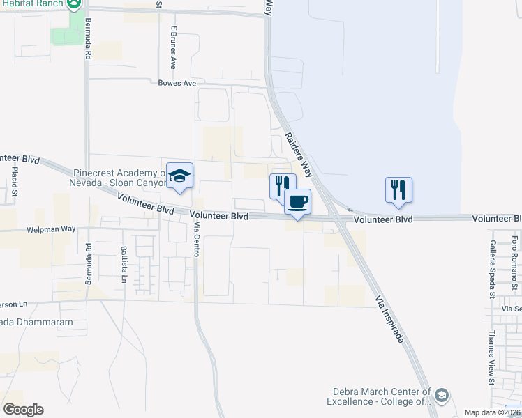 map of restaurants, bars, coffee shops, grocery stores, and more near 3560 Volunteer Boulevard in Henderson