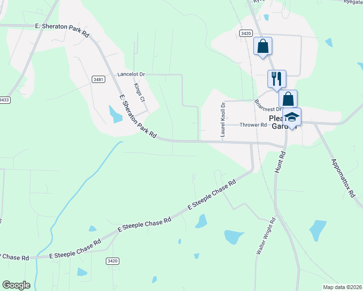 map of restaurants, bars, coffee shops, grocery stores, and more near 701 East Sheraton Park Road in Pleasant Garden