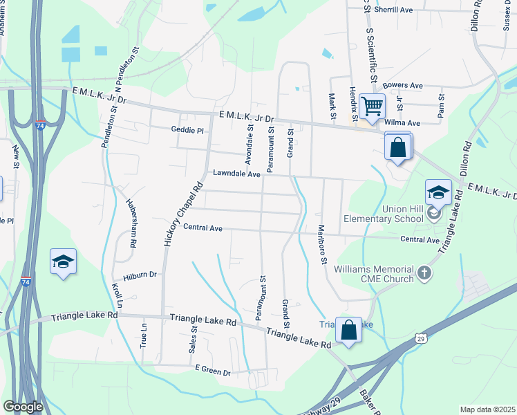 map of restaurants, bars, coffee shops, grocery stores, and more near 233 Charles Avenue in High Point