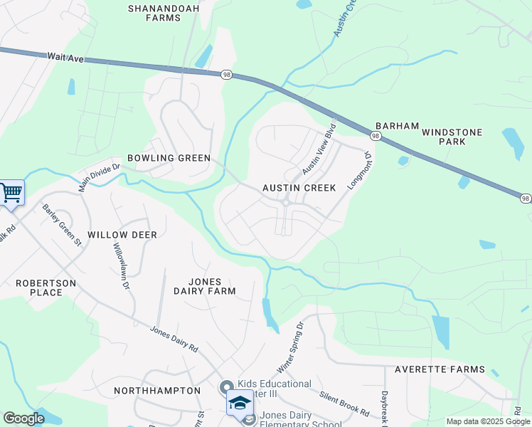 map of restaurants, bars, coffee shops, grocery stores, and more near 1825 Birdhouse Ln in Wake Forest