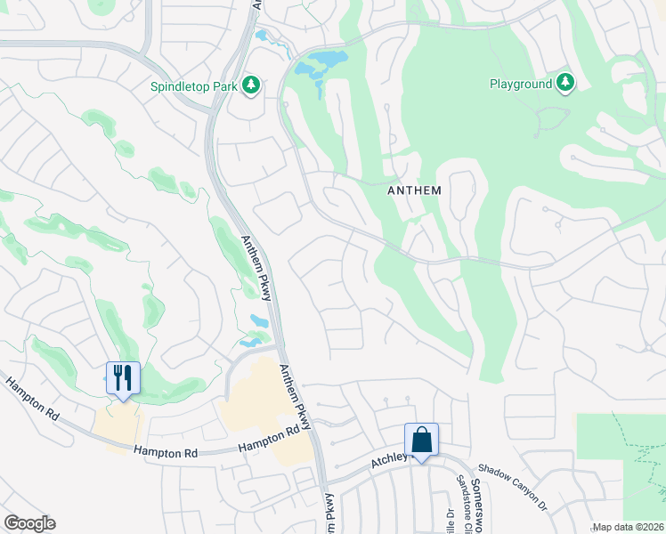 map of restaurants, bars, coffee shops, grocery stores, and more near 18 Winding Road in Henderson