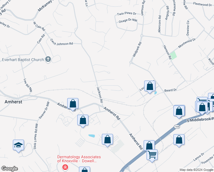 map of restaurants, bars, coffee shops, grocery stores, and more near 5828 Metropolitan Way in Knoxville