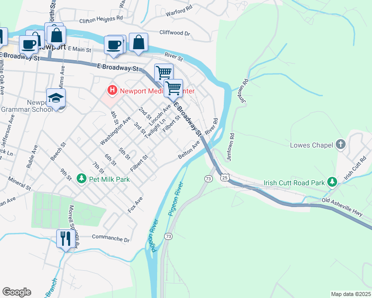 map of restaurants, bars, coffee shops, grocery stores, and more near 101-199 Belton Avenue in Newport