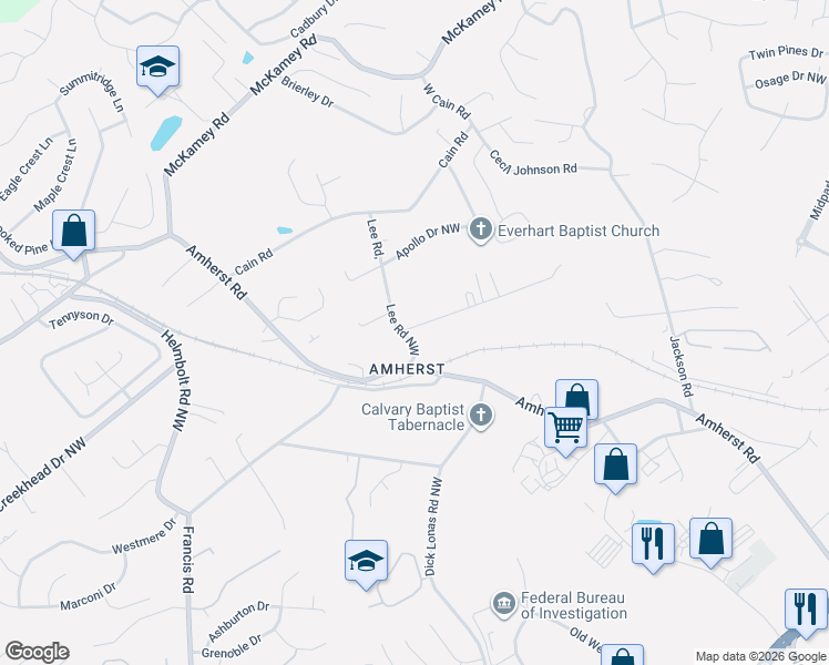 map of restaurants, bars, coffee shops, grocery stores, and more near 6607 Vance Lane in Knoxville