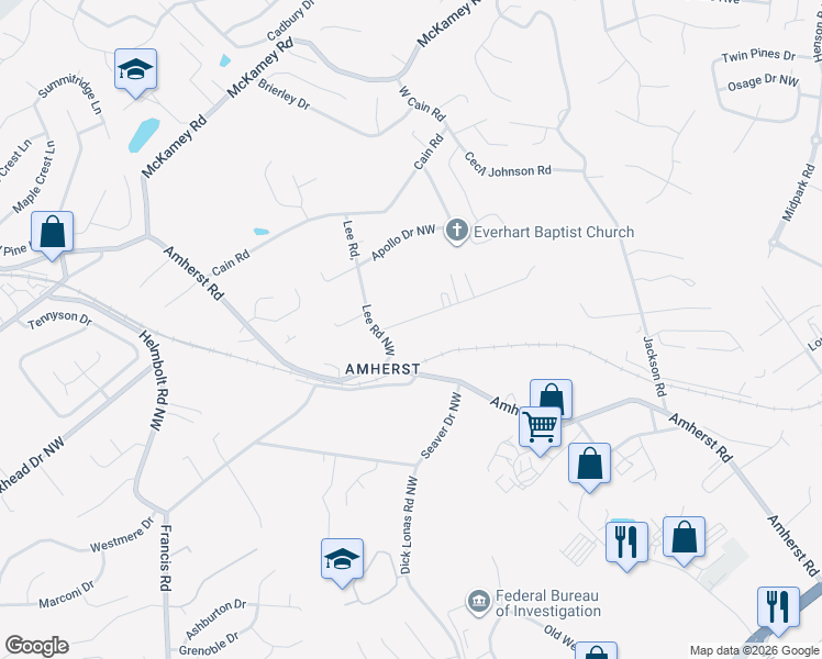 map of restaurants, bars, coffee shops, grocery stores, and more near 6607 Vance Lane in Knoxville