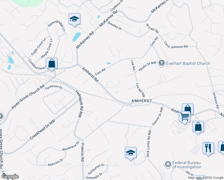 map of restaurants, bars, coffee shops, grocery stores, and more near 5348 Amherst Woods Lane in Knoxville