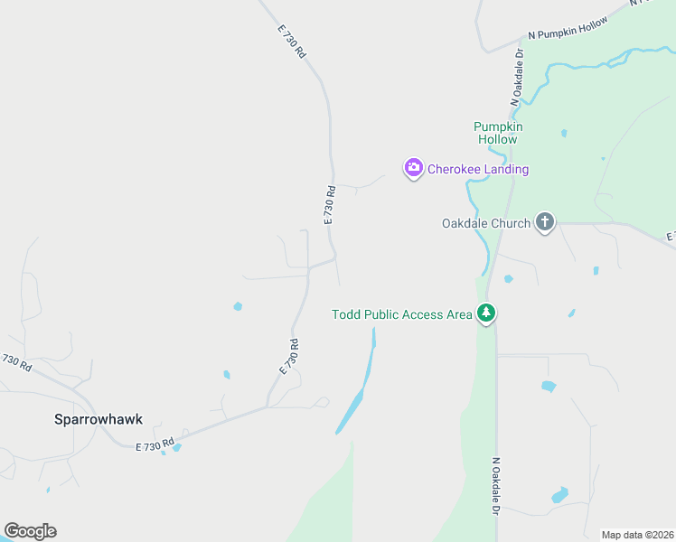 map of restaurants, bars, coffee shops, grocery stores, and more near 23379 East 730 Road in Tahlequah