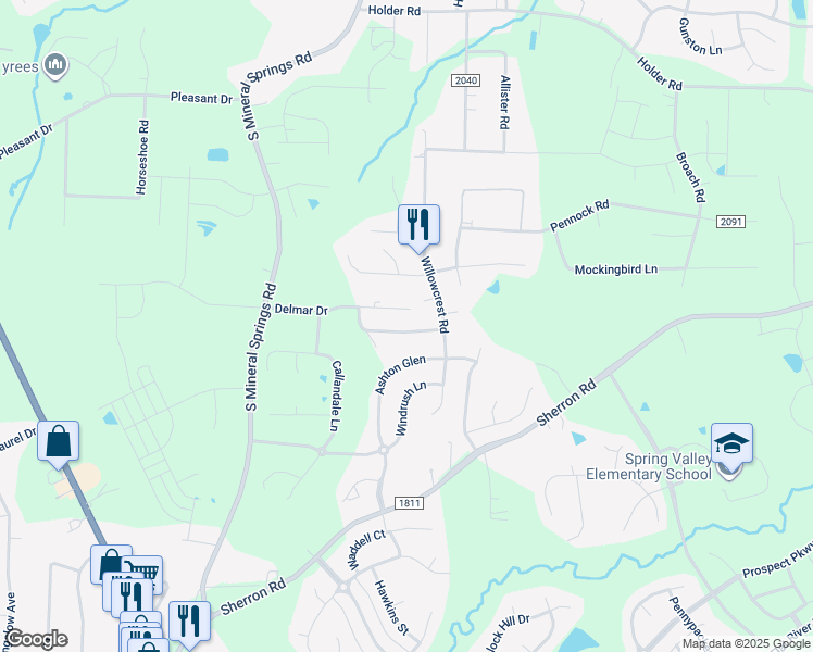 map of restaurants, bars, coffee shops, grocery stores, and more near 112 Elmsford Street in Durham
