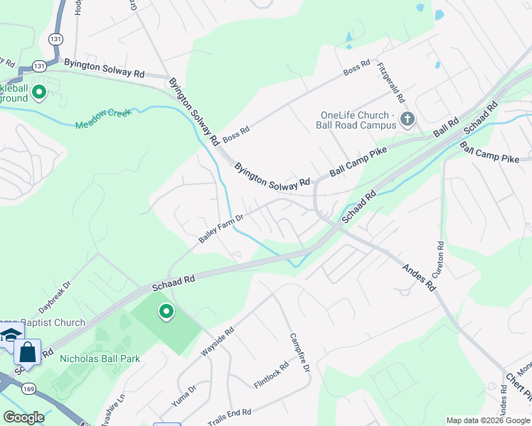 map of restaurants, bars, coffee shops, grocery stores, and more near 8512 Ball Camp Pike in Knoxville