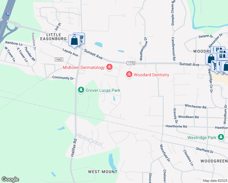 map of restaurants, bars, coffee shops, grocery stores, and more near 4232 Belgreen Drive in Rocky Mount