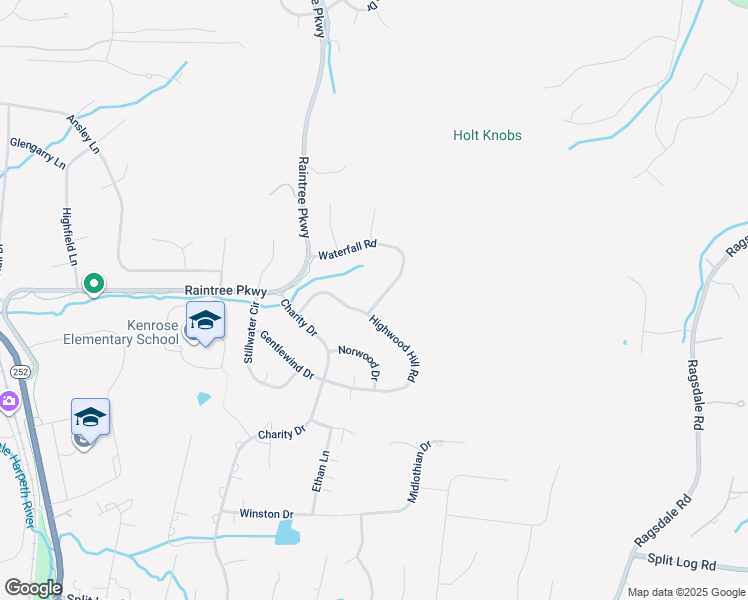 map of restaurants, bars, coffee shops, grocery stores, and more near 9497 Waterfall Road in Brentwood