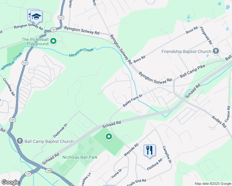 map of restaurants, bars, coffee shops, grocery stores, and more near 2544 Myloshane Lane in Knoxville