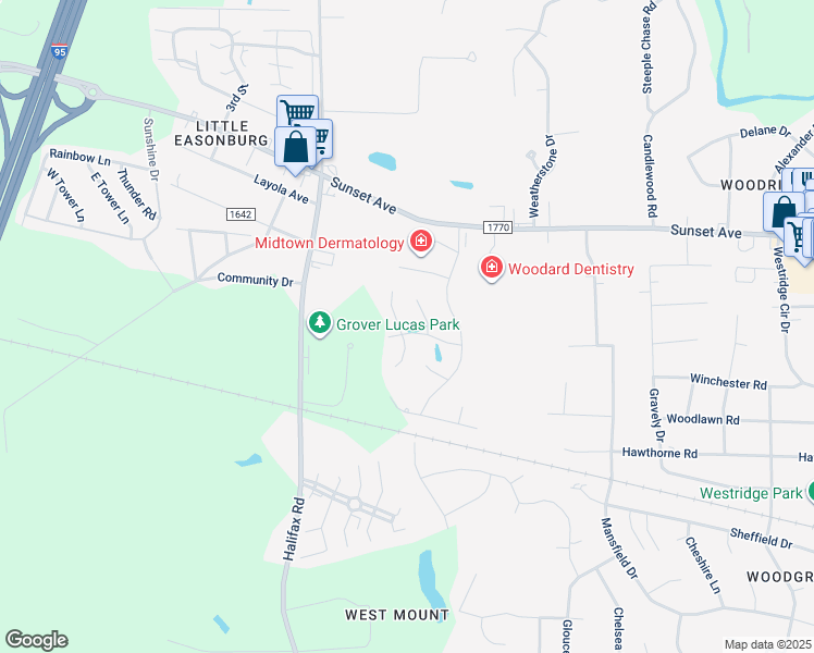 map of restaurants, bars, coffee shops, grocery stores, and more near 4266 Belgreen Drive in Rocky Mount