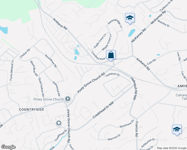 map of restaurants, bars, coffee shops, grocery stores, and more near 2315 Piney Grove Church Road in Knoxville