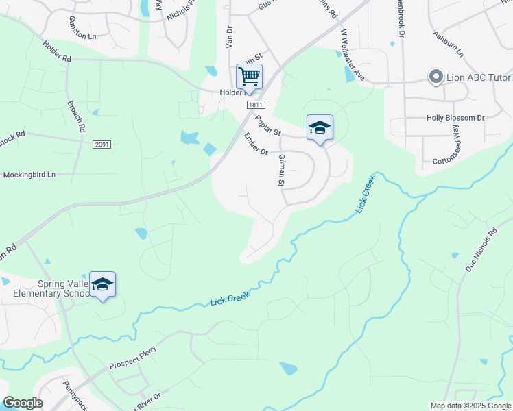 map of restaurants, bars, coffee shops, grocery stores, and more near 114 Foxborough Lane in Durham