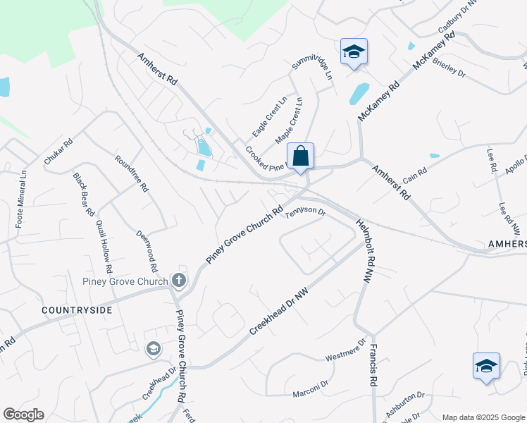 map of restaurants, bars, coffee shops, grocery stores, and more near 2315 Piney Grove Church Road in Knoxville