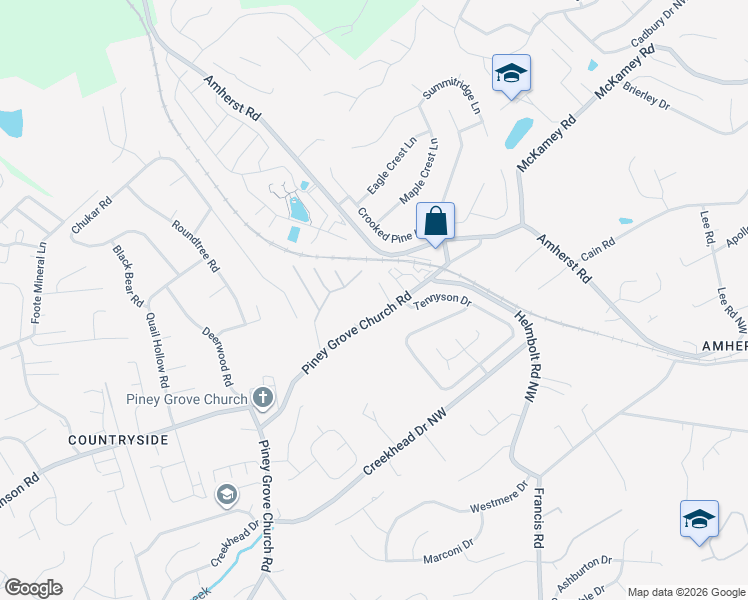 map of restaurants, bars, coffee shops, grocery stores, and more near 2315 Piney Grove Church Road in Knoxville
