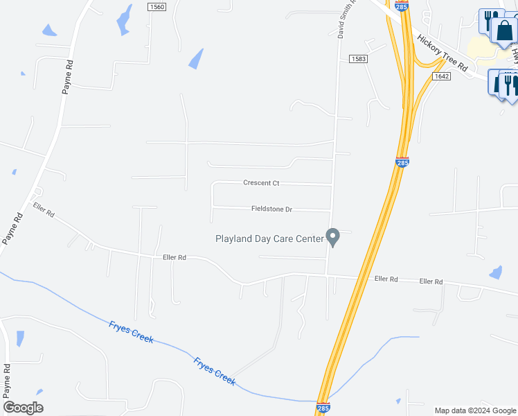 map of restaurants, bars, coffee shops, grocery stores, and more near Fieldstone Drive in Davidson County