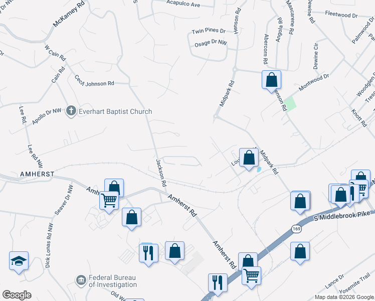 map of restaurants, bars, coffee shops, grocery stores, and more near 5804 Windtree Lane in Knoxville