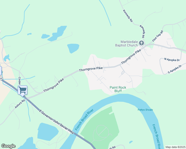 map of restaurants, bars, coffee shops, grocery stores, and more near 2905 Fawver Lane in Knoxville