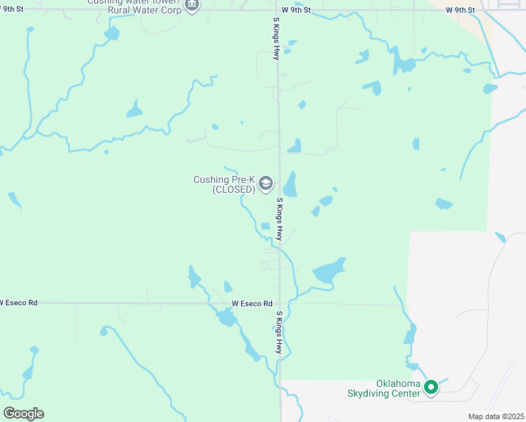 map of restaurants, bars, coffee shops, grocery stores, and more near 1919 South Kings Highway in Cushing