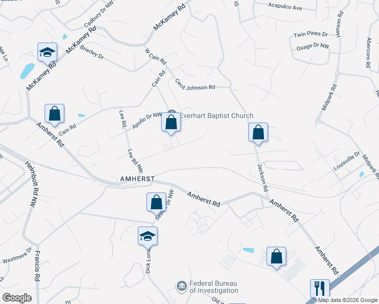 map of restaurants, bars, coffee shops, grocery stores, and more near 6416 Vance Lane in Knoxville