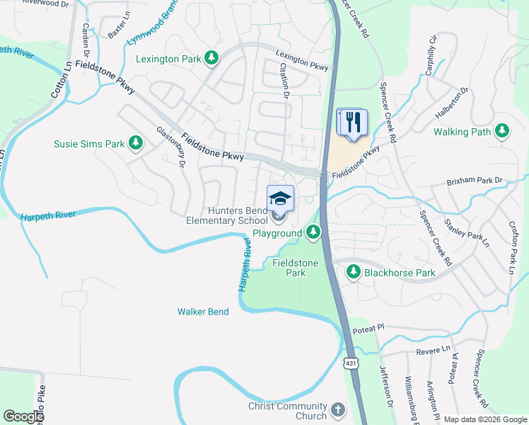 map of restaurants, bars, coffee shops, grocery stores, and more near 36 Prescott Place in Franklin