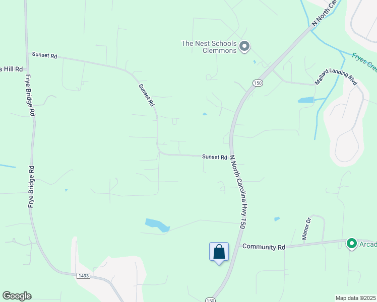 map of restaurants, bars, coffee shops, grocery stores, and more near 312 Sunset Road in Clemmons