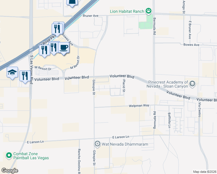 map of restaurants, bars, coffee shops, grocery stores, and more near 3945 Penton Avenue in Henderson