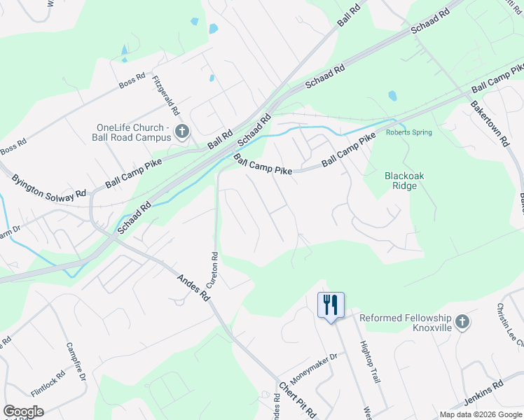 map of restaurants, bars, coffee shops, grocery stores, and more near 2028 Smoky River Road in Knoxville