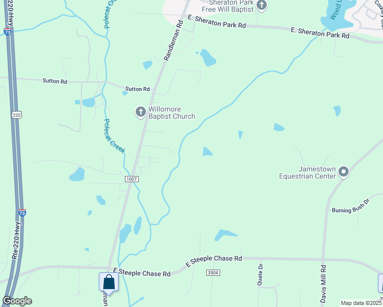 map of restaurants, bars, coffee shops, grocery stores, and more near 129 Serene Lane in Greensboro