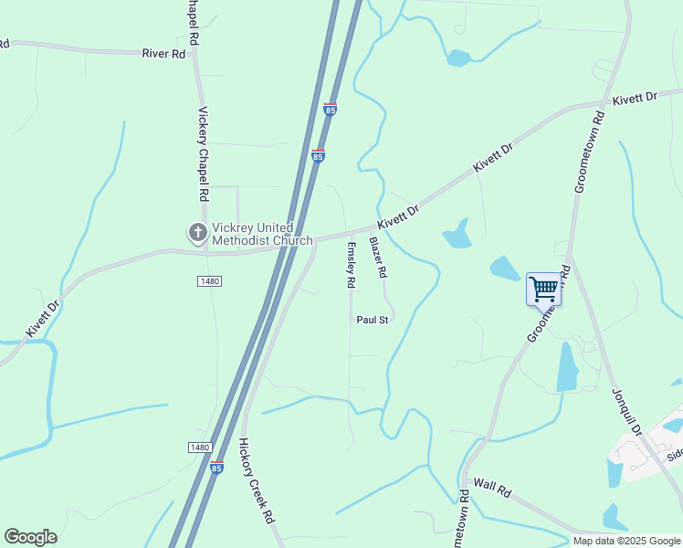 map of restaurants, bars, coffee shops, grocery stores, and more near 6004 Emsley Road in Greensboro