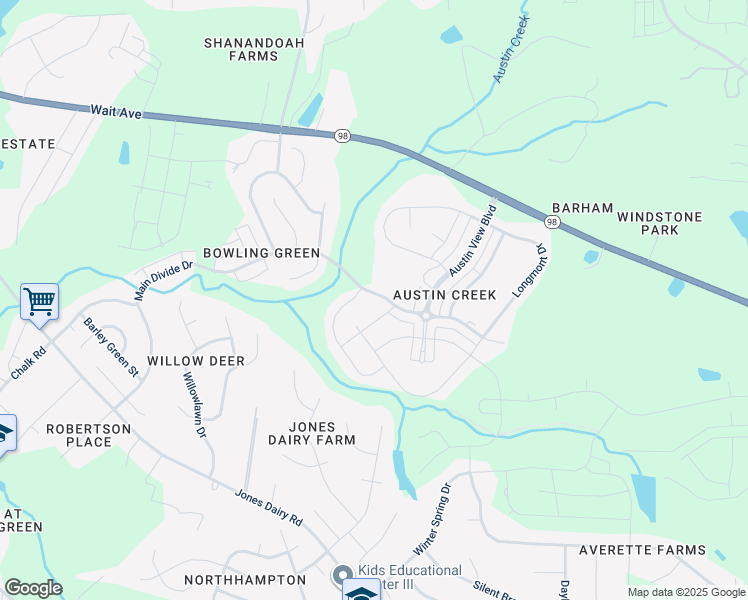 map of restaurants, bars, coffee shops, grocery stores, and more near 1812 Austin Ridge Pkwy in Wake Forest