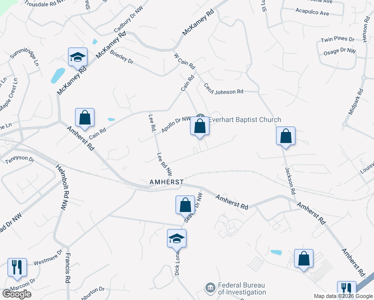 map of restaurants, bars, coffee shops, grocery stores, and more near 6522 Vance Lane in Knoxville