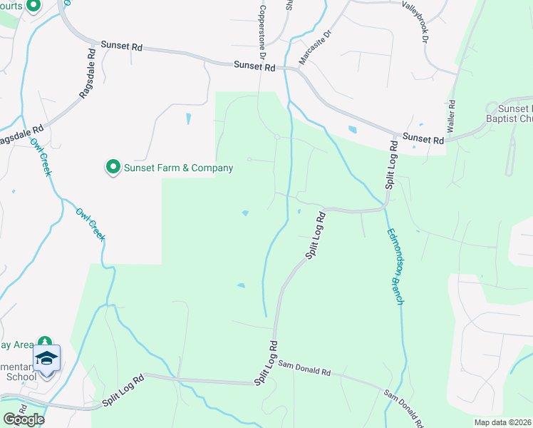 map of restaurants, bars, coffee shops, grocery stores, and more near 9824 Split Log Road in Brentwood
