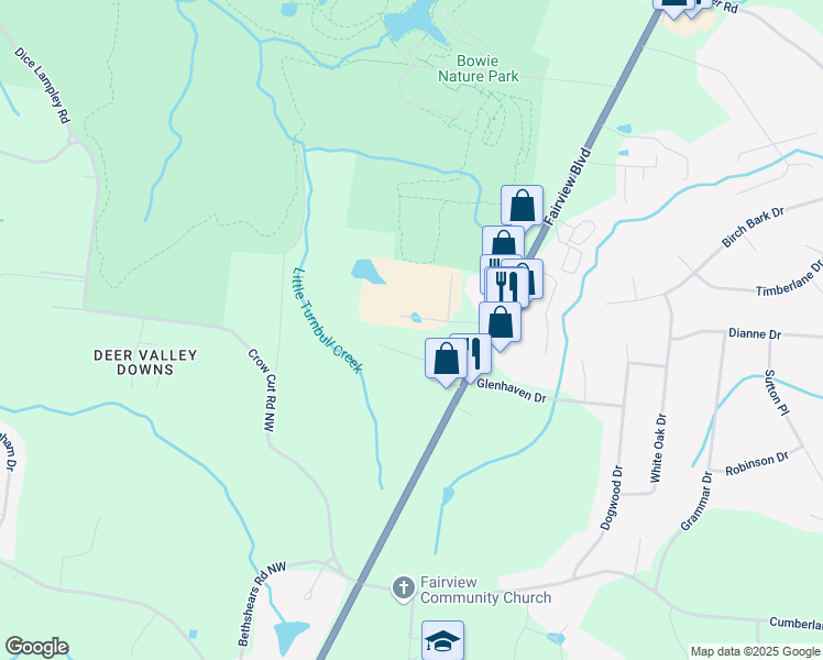 map of restaurants, bars, coffee shops, grocery stores, and more near 7100 Hopgood Road in Fairview