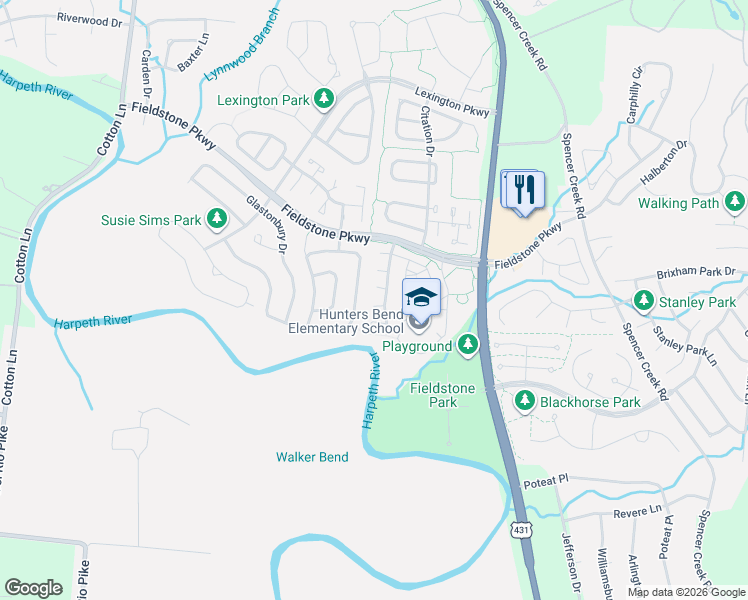 map of restaurants, bars, coffee shops, grocery stores, and more near 12 Prescott Place in Franklin