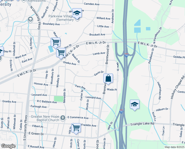map of restaurants, bars, coffee shops, grocery stores, and more near 1723 Gavin Dr in High Point