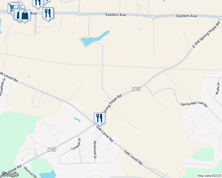 map of restaurants, bars, coffee shops, grocery stores, and more near 3406 East Old Spring Hope Road in Rocky Mount