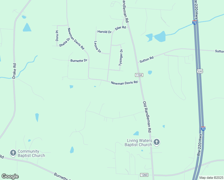 map of restaurants, bars, coffee shops, grocery stores, and more near 5938 Newman Davis Road in Greensboro