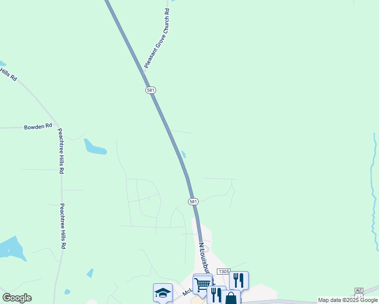 map of restaurants, bars, coffee shops, grocery stores, and more near 969 North Carolina 581 in Spring Hope