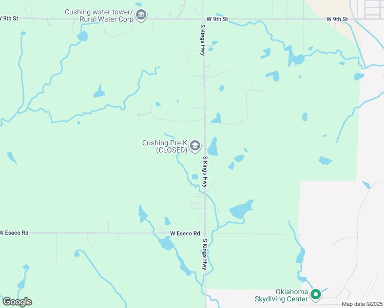map of restaurants, bars, coffee shops, grocery stores, and more near 1919 South Kings Highway in Cushing
