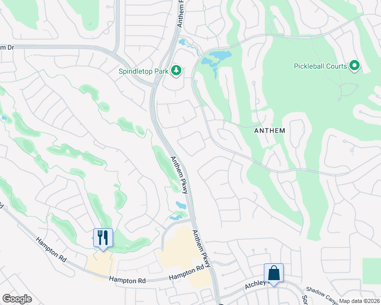 map of restaurants, bars, coffee shops, grocery stores, and more near 19 Anthem Creek Circle in Henderson