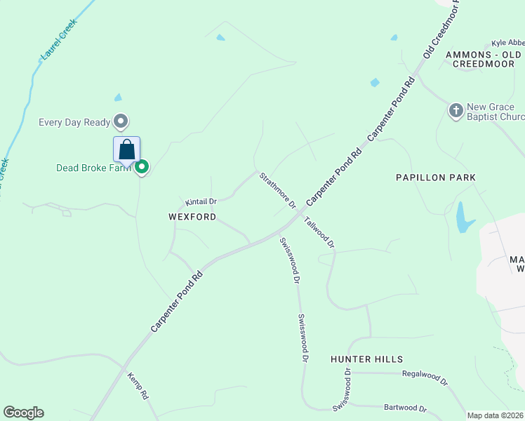 map of restaurants, bars, coffee shops, grocery stores, and more near 12 King William Court in Raleigh