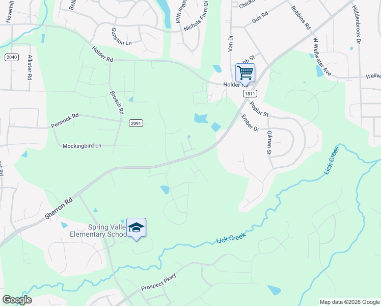 map of restaurants, bars, coffee shops, grocery stores, and more near 902 Sherron Road in Durham