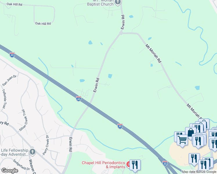map of restaurants, bars, coffee shops, grocery stores, and more near 446 Erwin Road in Durham