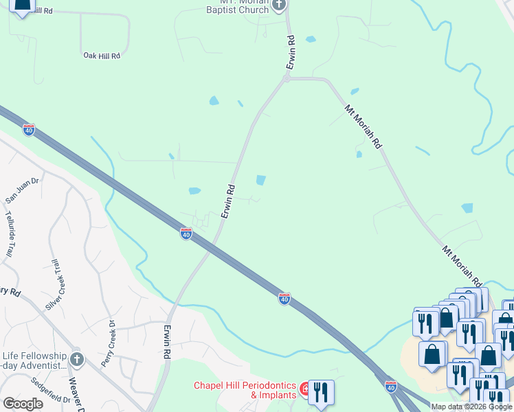 map of restaurants, bars, coffee shops, grocery stores, and more near 446 Erwin Road in Durham