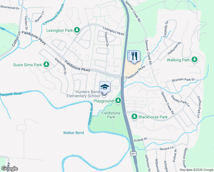 map of restaurants, bars, coffee shops, grocery stores, and more near 310 Hanley Lane in Franklin